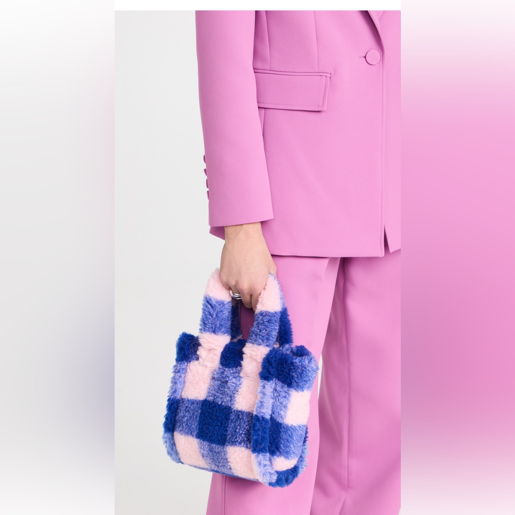 Stand Studio Plaid Pink And Blue Faux Fur Bag. Barely Worn!